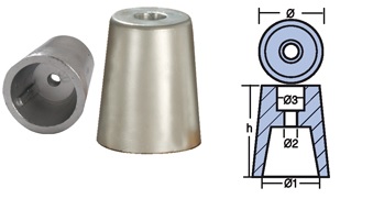 Anodo Ogiva tipo Radice per Asse Ø 45 mm.